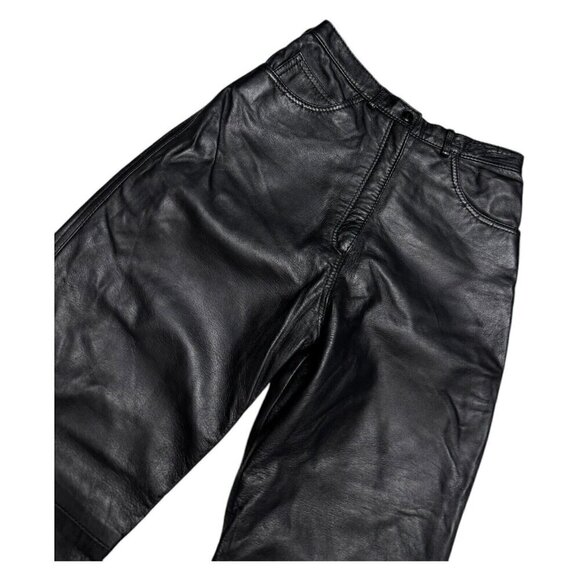 Vintage 90s GENUINE LEATHER DiCapra Designer Biker Glam Pants Womens XS - Picture 4 of 5